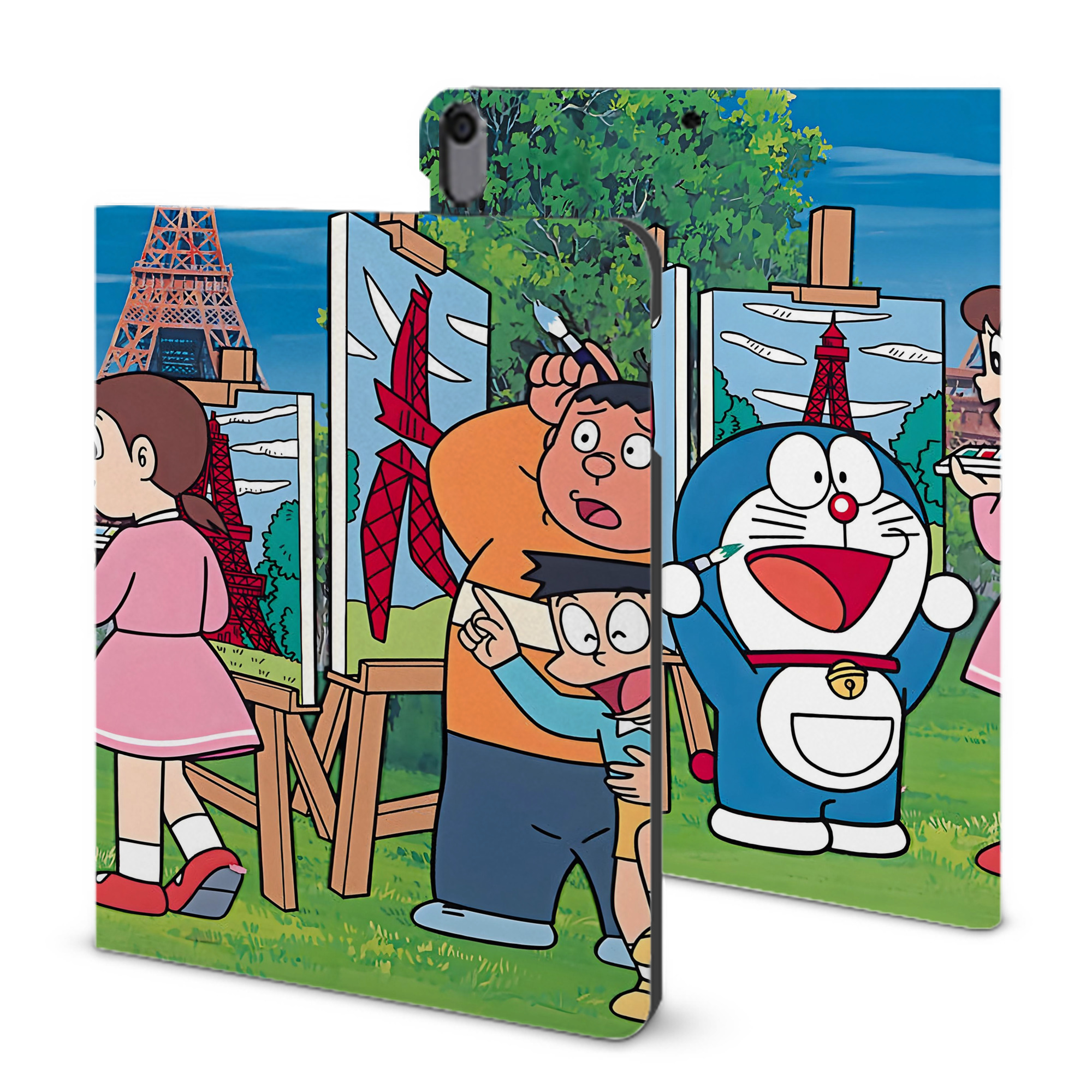 （画像用） ドラえもん Doraemon IPad ケース ブック型 PUレザー TPU 耐衝撃 軽量 薄型 ペン収納なし 全面保護 IPad 各モデル対応